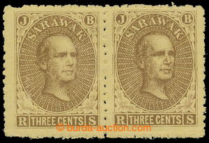 193812 - 1869 SG.1, 2-páska Brooke 3C hnědá / žlutá, vydáno bez