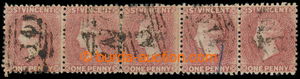 193813 - 1863 SG.5, 5-páska Viktorie 1P růžová, bez průsvitky, p