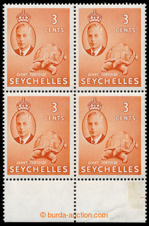 193829 - 1952 SG.159a , block of four George VI. 3C Tortoise orange w