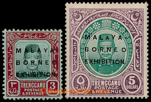 193846 - 1922 SG.57, 58d, Sulejman $3 a $5, přetisk MALAYA BORNEO EX