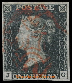 193880 - 1840 SG.2, Penny Black, black, J-G, plate 7, red Maltese cro