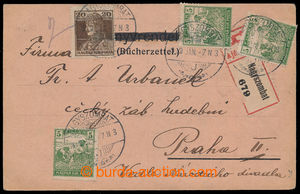 193896 - 1919 ŽENCI + KAREL / firemní lístek zaslaný jako R, vyfr
