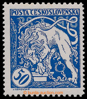193947 -  Pof.29B, 50h modrá, I. typ, ŘZ 11½ : 13¾; zk. M