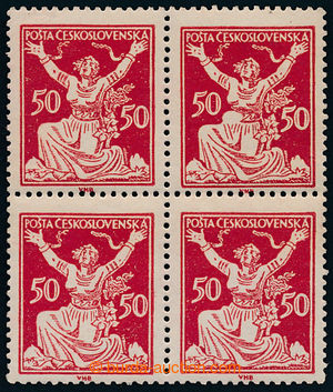 193948 -  Pof.155 Plate flaw, 50h red, block of four with plate varie