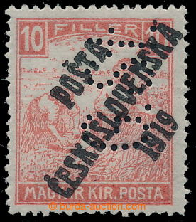 193998 -  Pof.99p, Bílé číslice 10f červená s perfinem G.St. v 