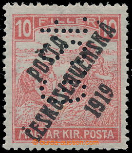 194000 -  Pof.99p, Bílé číslice 10f červená s perfinem G.St. v 