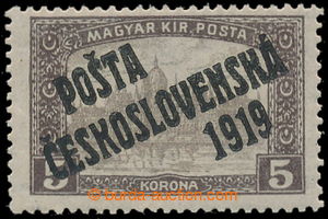 194090 -  Pof.117, Parliament 5 Koruna, overprint I. type; superb, we