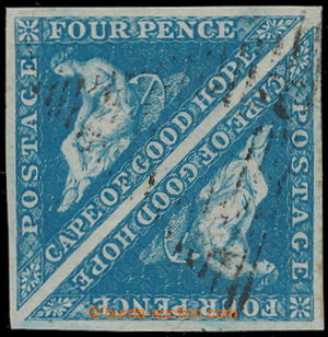 194172 - 1855 SG.6a, joined pair 4P blue, white paper, very fine and 