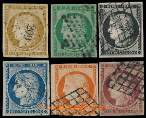 194184 - 1849 Mi.1-5, 7, Ceres 10C-1Fr, nominal complete first issue,