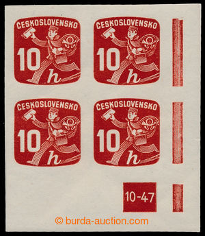194199 - 1945 Pof.NV24, 10h red, LR corner blk-of-4 with plate mark 1