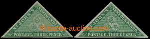 194208 - 1860 SG.11, Heraldic Flowers 3P, 2x triangle, in green and d