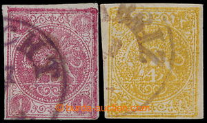 194227 - 1876 Sc.19b, 20b, Lev 1Kr červená (rose) a 4Kr žlutá, na