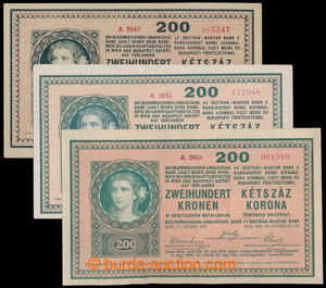 194322 - 1918 HUNGARY  Pi.15, 200K, issue 27.10.1918, set of 3, nr. 2