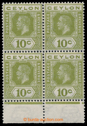 194341 - 1921 SG.346ay, Jiří V. 10c sage-green, 4-blok s dolním ok