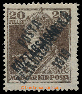 194352 -  unissued Charles 20f brown with overprint KÖZTÁRSASÁG, o