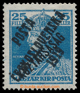 194353 -  nevydaná Karel 25f modrá s přetiskem KÖZTÁRSASÁG, př