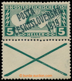 194390 -  Pof.58Aa blank coupon, Rectangle 5h green with unoverprinte