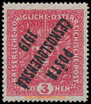 194415 -  Pof.49IIb Pp, Coat of arms 3 K red, granite paper, inverted