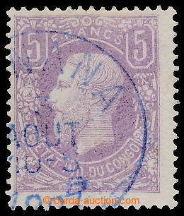 194416 - 1886 Sc.5, Leopold II. 5Fr violet with blue CDS BANANA 3.OUT