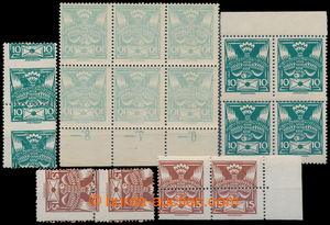 194423 -  Pof.145A + 147A, 10h green and 15h brown, 1x block of 6 wit