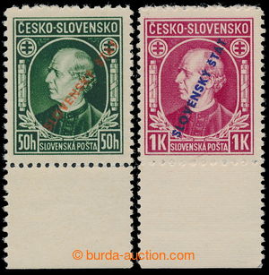 194434 - 1939 Sy.23C + 24C, Hlinka 50h green and 1 Koruna red with ov