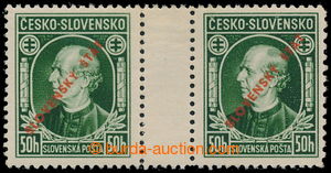 194435 - 1939 Sy.S23C, Hlinka 50h, gutter pair with 2 stamp. with ove