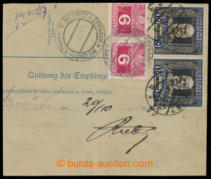 194444 - 1908 dispatch-note franked with PAIR 10K Jubilee, and 2x 2 K