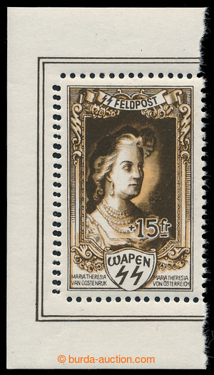 194513 - 1943 BELGIUM / FLEMISH LEGION Mi.XI, 15Fr, marginal piece wi