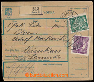 194541 - 1921 CPP4A, poštovní průvodka bez levého útržku, česk