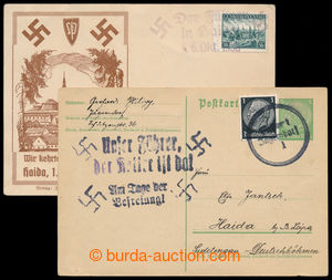 194554 - 1938 selection of two postcard, 1x with Plzeň 50h, with add