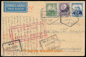 194556 - 1937 KL zaslaný let. do ČSR, vyfr. 3-barevnou frankaturou 