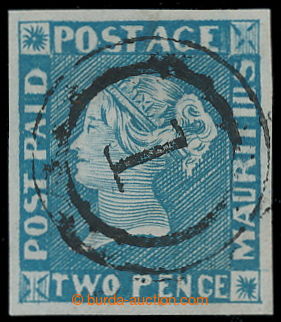 194567 - 1848 SG.8, modrý Mauritius POST PAID 2P modrá, early impre