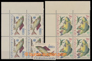 194672 - 1966 Pof.1519 ST, Fishes 1Kčs, lower corner blok of 4, 2x c