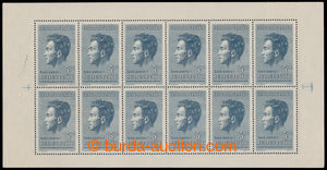 194722 - 1951 Pof.PL574, Fučík 5Kčs modrošedá, 12-blok; zk. Pofi