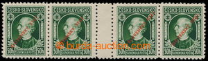 194770 - 1939 Sy.S23B, Hlinka 50h green, horiz. 4-stamp gutter., line
