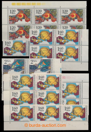 195049 - 1975 Pof.2144, Ryby 1,20Kč, 6-blok s DV 2/2 + 1,60Kčs, jed
