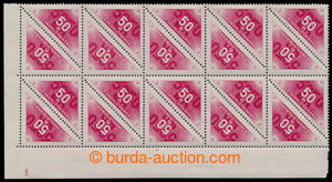195105 - 1937 Pof.DR2B, 50h red, LL blk-of-20 with whole plate number