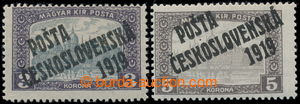 195137 -  Pof.116-117, values 3 Koruna and 5 Koruna, both stamp. over