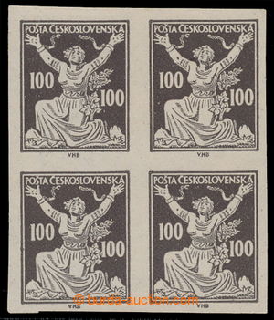 195169 -  Pof.158N, NEVYDANÁ 100h hnědá, nezoubkovaná, ve 4-bloku