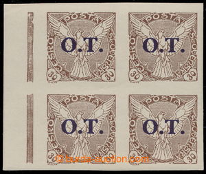 195201 - 1934 Pof.OT3 ST, 30h brown with overprint O.T., block of fou