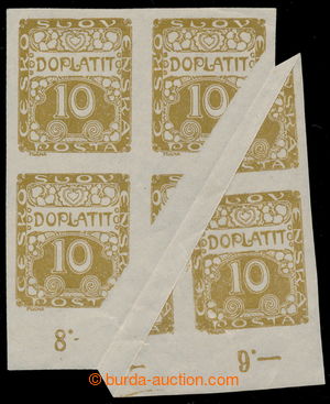 195316 - 1919 Pof.DL2, Ornament 10h olivová, 4-blok s dolním okraje
