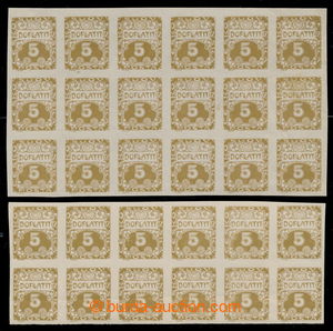 195319 - 1919 Pof.DL1, Ornament 5h olive, blk-of-18 with full offset 