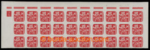 195335 - 1945 Pof.NV24, 10h red, corner vertical blk-of-30 with plate