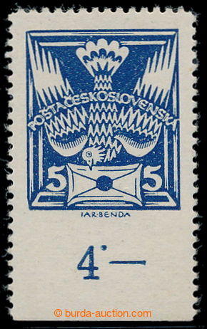 195403 -  Pof.143B, 5h blue with lower margin with control-number and