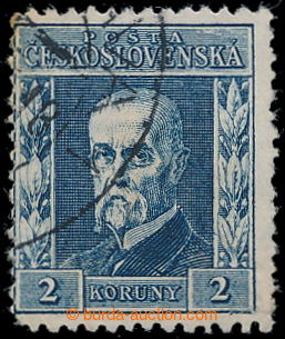 195407 -  Pof.195 P3, Masaryk Gravure 2Kč blue, type II with extreme