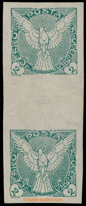 195424 -  Pof.NV1Ms(2), Falcon 2h green, 2-stamps vertical gutter, fo