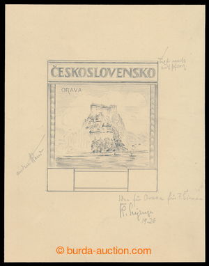 195437 - 1926 kresba tužkou pro zn. Pof.211, Orava 40h, rozměr kres