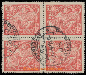 195457 -  Pof.173B ST, 100h red as block-of-4, HORIZONTAL joined type