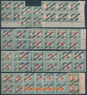 195492 -  Pof.132, 134-138, Červené číslice, sestava 12ks 4-blok