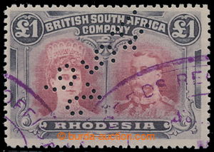 195498 - 1910 SG.166a, Double Head £1 crimson / slate-black, per
